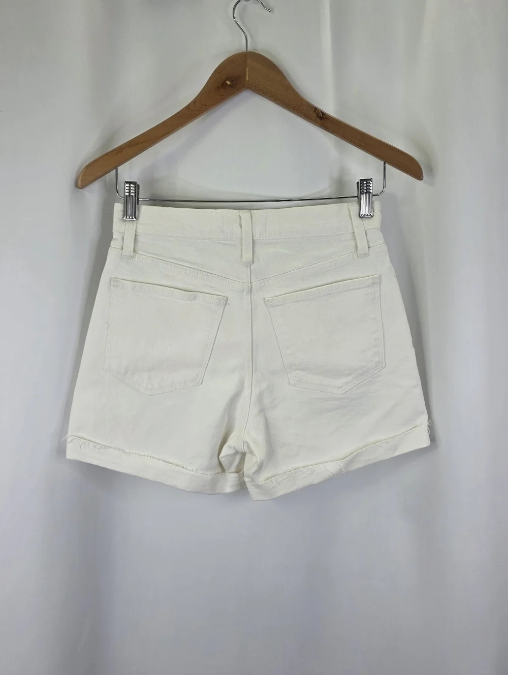 NEW‎ Madewell Women's Size 25 High Rise Denim Shorts White Fitted Cuffed Cotton